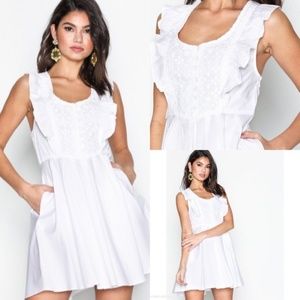 FREE PEOPLE White 100% Cotton Half Moon Mini Dress